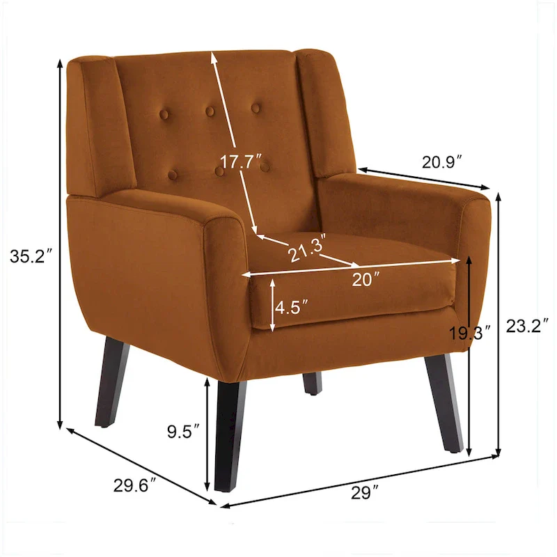 Set of 2 Velvet Living Room Accent Chair Upholstered Armchair