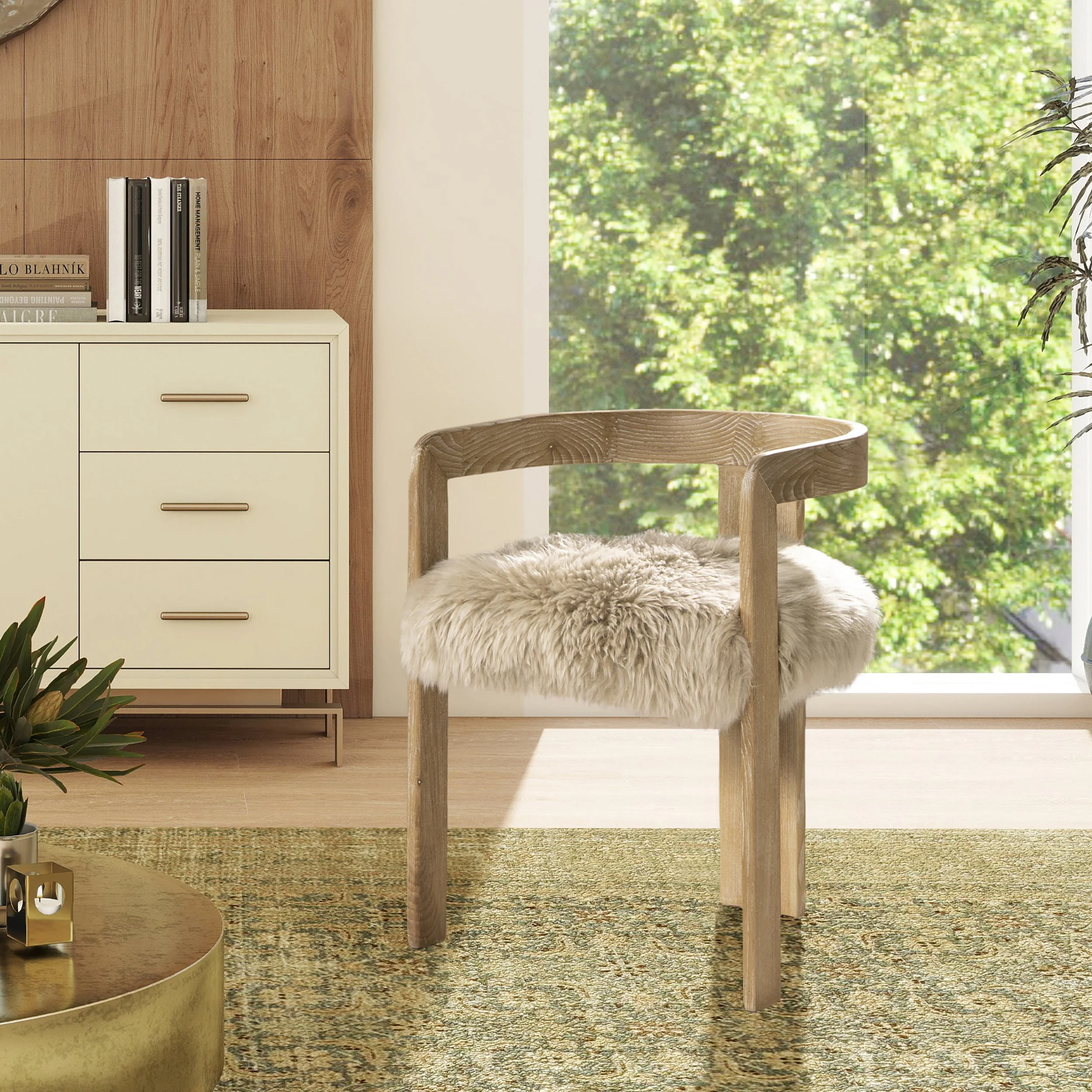 Millwick 21' Low Back Genuine Fur Dining Chair