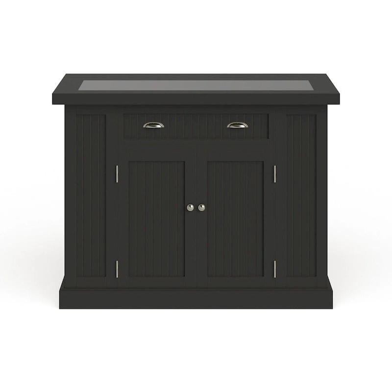 Nantucket Black Wood and Granite Inlay Kitchen Island