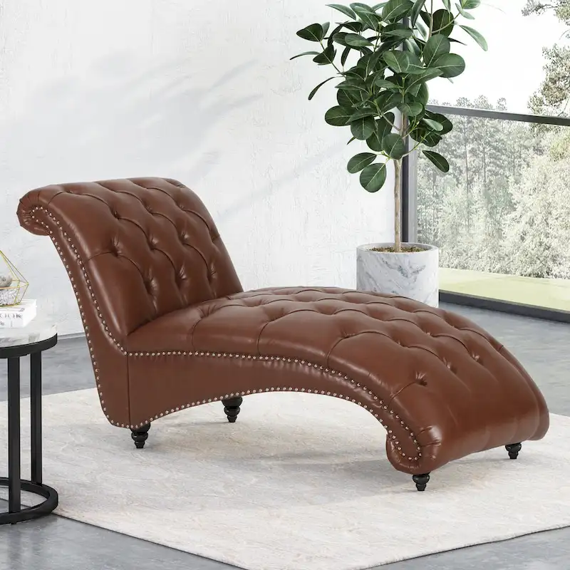 Varnell Contemporary Button Tufted Chaise Lounge by Christopher Knight Home - 64.25 L x 29.00 W x 33.75 H