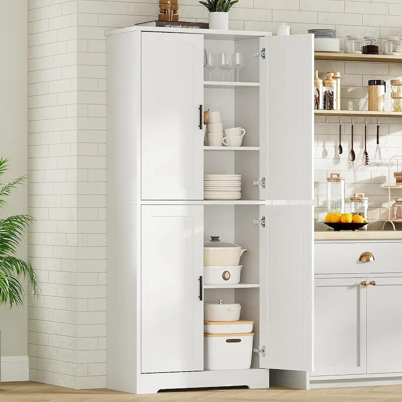 Kitchen Pantry Cabinet, Freestanding Pantry Storage Cabinet with Doors and Shelves