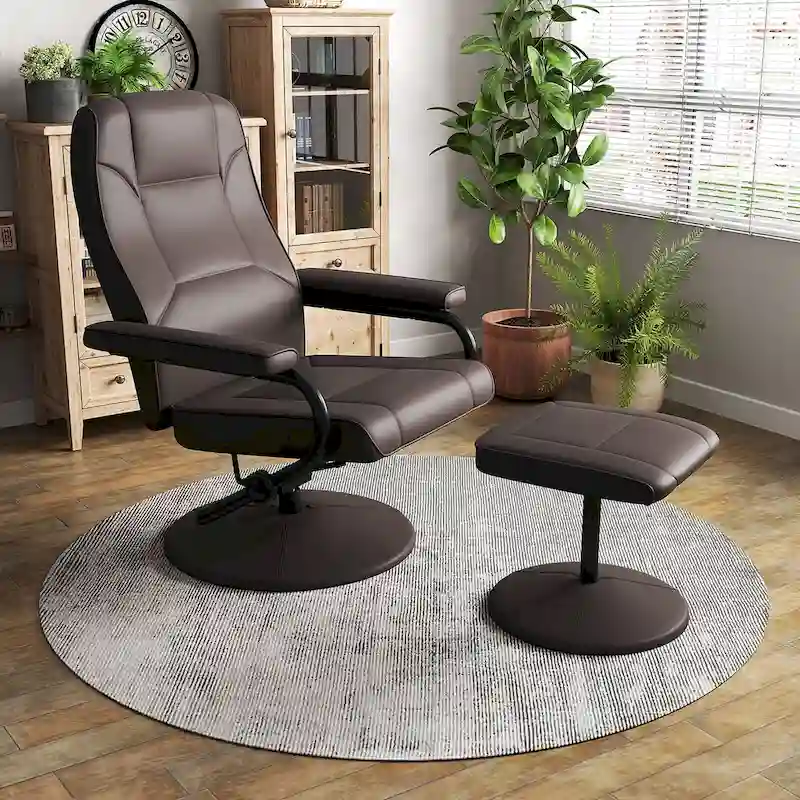 Costway Reclining Chair with Ottoman Lounge Accent Armchair Padded