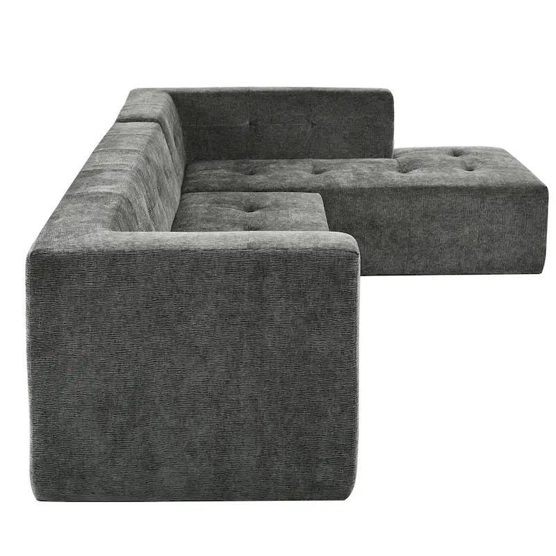 112.2 Chenille Modular L-Shaped Sofa Bed with Free Combination Design and No-Assembly Required