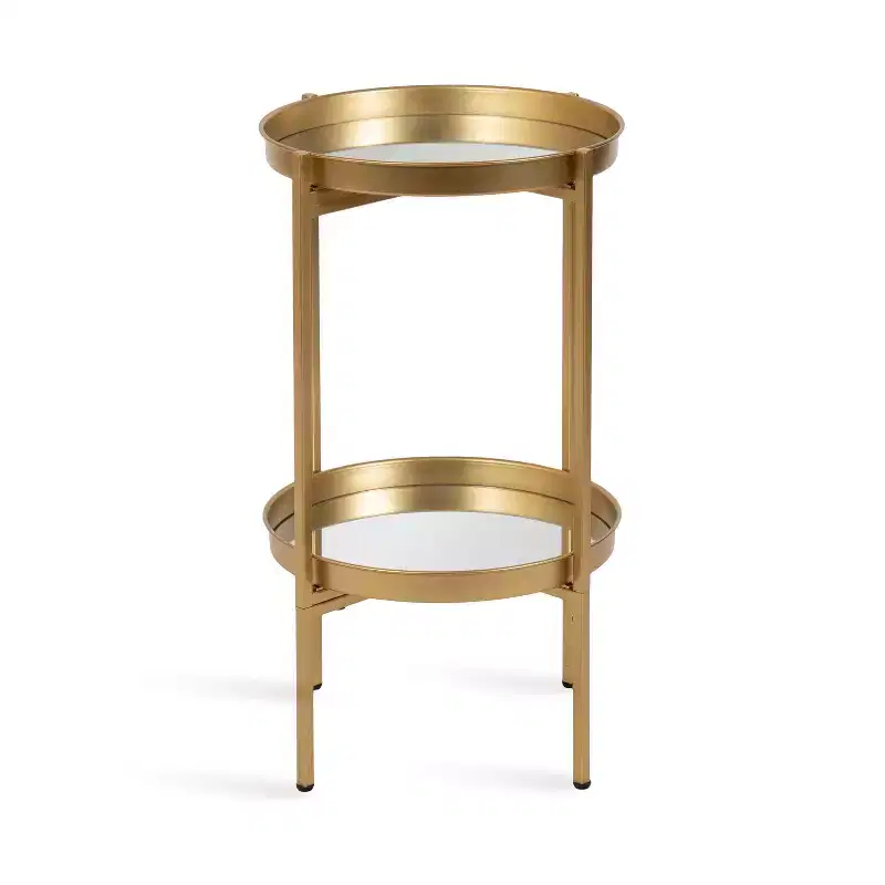 Round 2-Tier Metal Foldable Tray Table