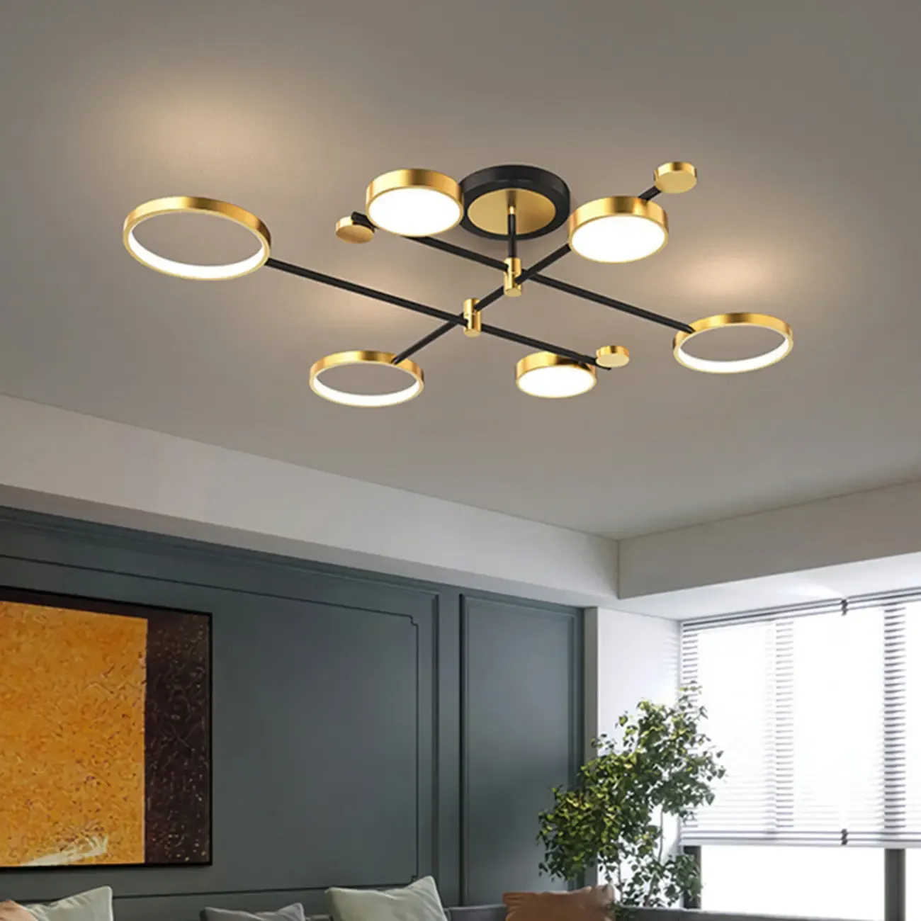 Modish Geometric Circular Dimmable Semi Flush LED Ceiling Light