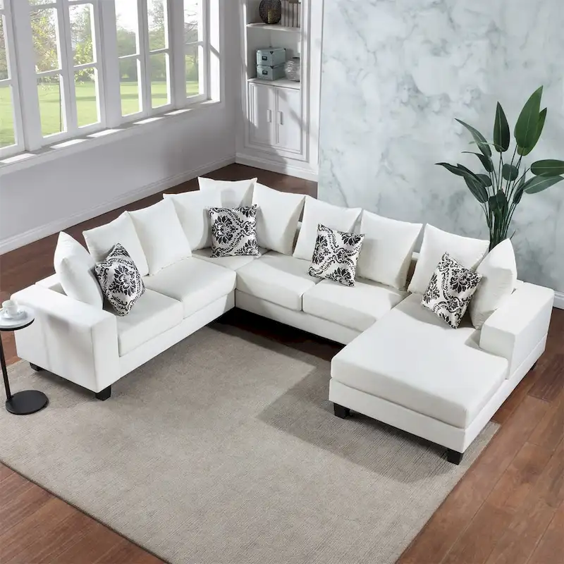 Merax Modern U Shape Sectional Sofa with Lots of Pillows Included