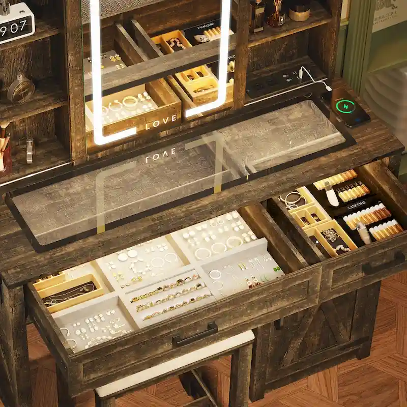 Makeup Vanity With Led Light and Outlets