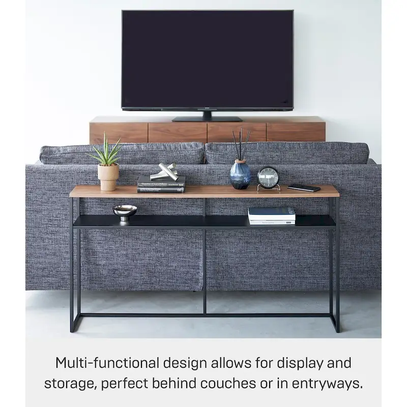 Yamazaki Home Long Console Table - Two Styles, Steel, Shelf, Holds 11 lbs - L 8.07 x W 49.61 x H 25.59 inches