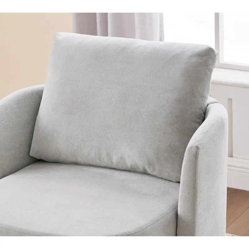 Chenille 360 Swivel Barrel Chair with Ergonomic Curved Design and 440lb Weight Capacity