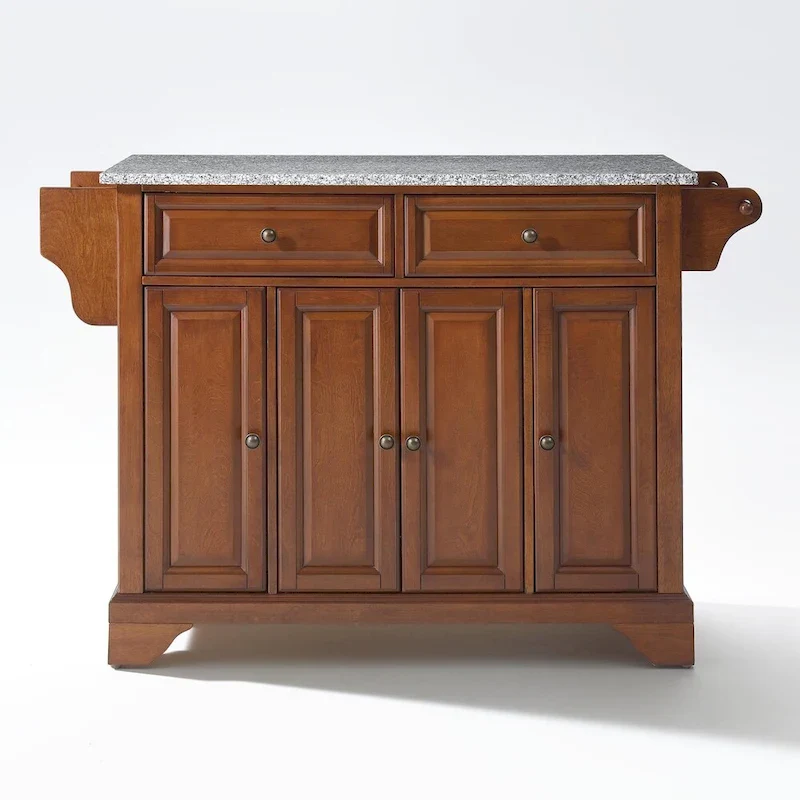 Crosley LaFayette Solid Granite Top Kitchen Island in Classic Cherry Finish - 18d x 51.5w x 36h