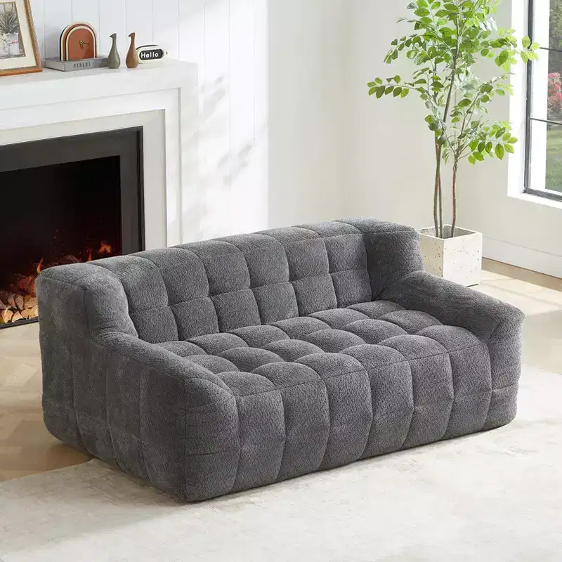 GDFStudio Tobey Modern 64.5 Square-Tufted Velvet Compression Foam Loveseat