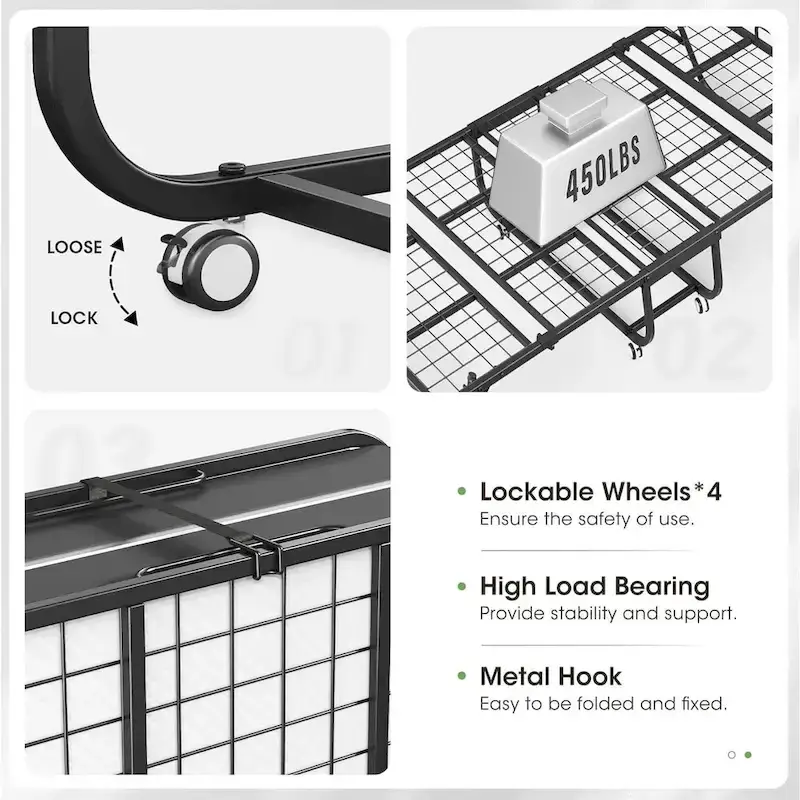 Roll away Space-Saving Sturdy Metal Frame Folding Guest Bed with 5  Thick Mattress