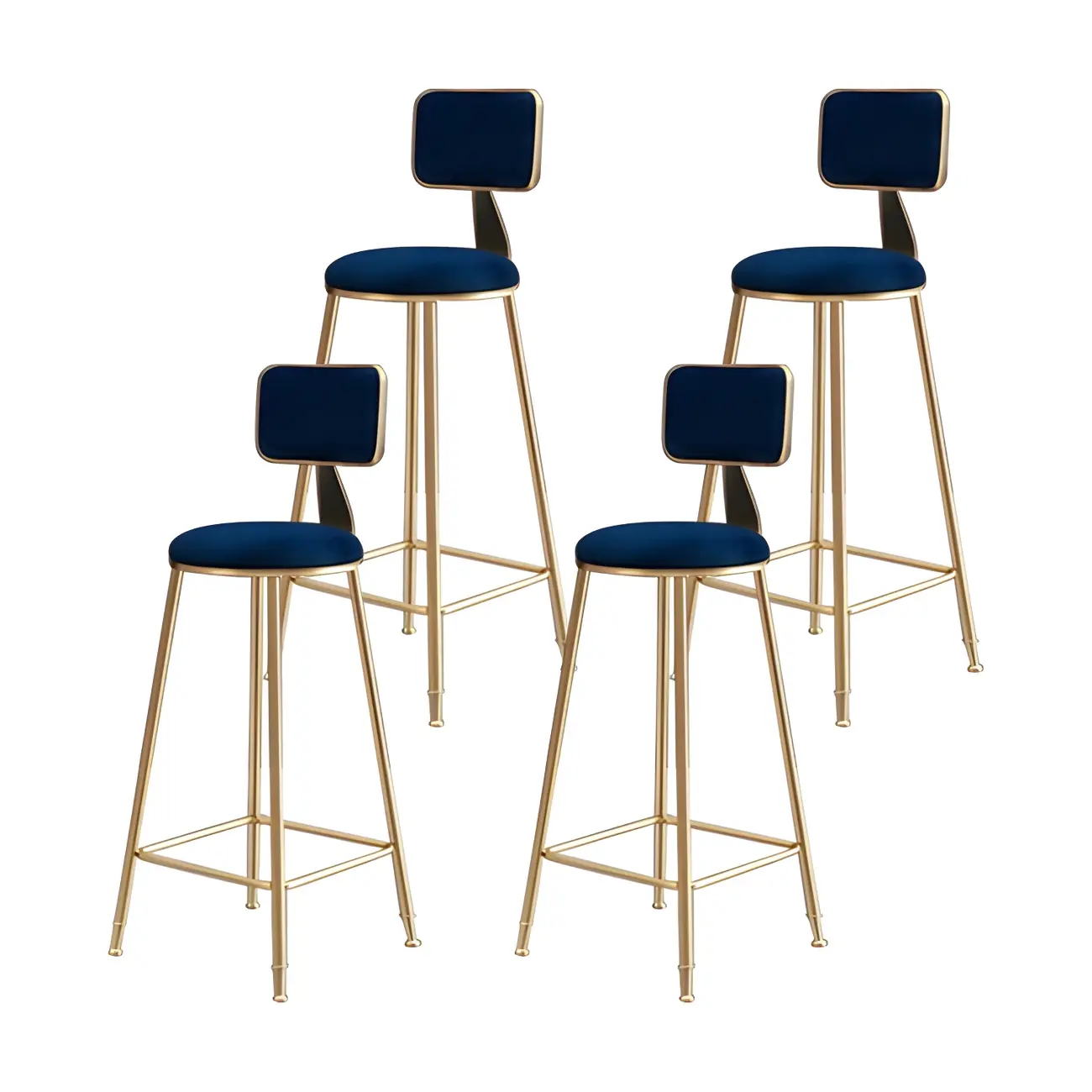 Round Velvet Upholstered Counter Bar Stools