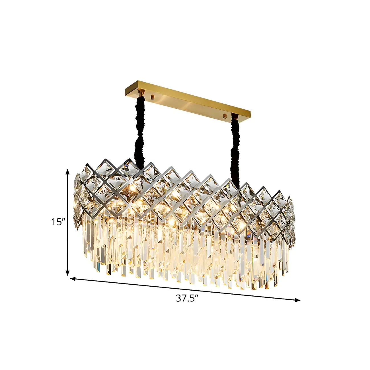 Kitchen Modern Crystal Oval Island Pendant Light
