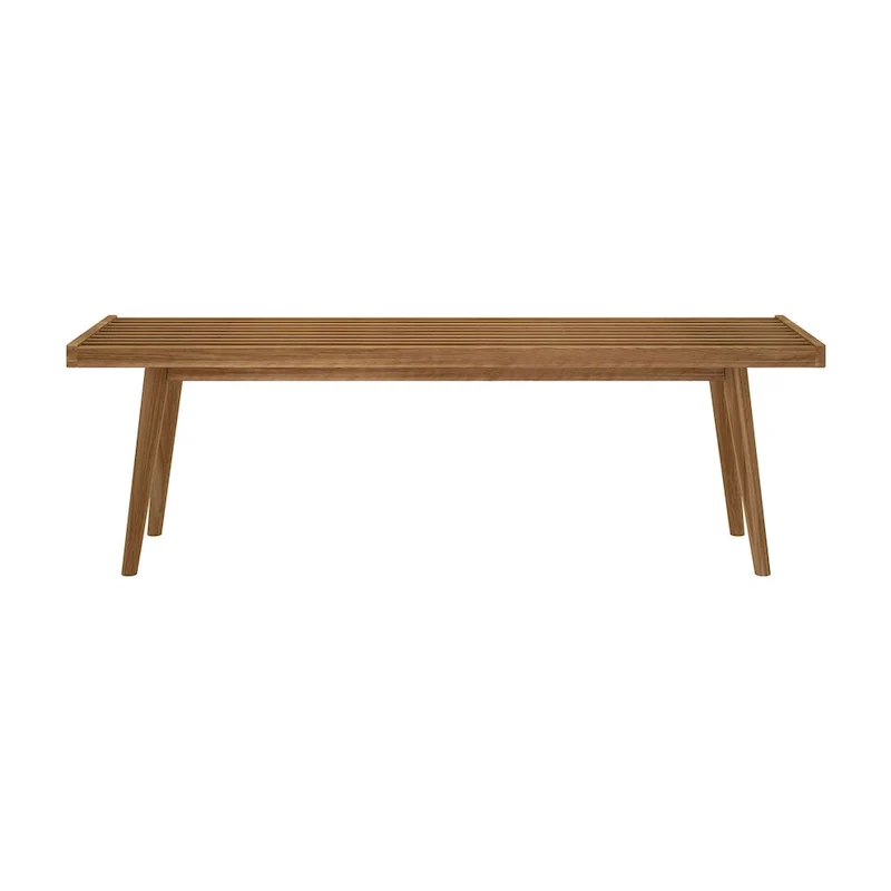 Plank and Beam Mid Century Double Wood Entryway Bench - 56.3 L x 16.5 W x 17.5 H