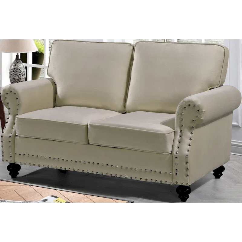 Suffield Velvet Nailhead Loveseat