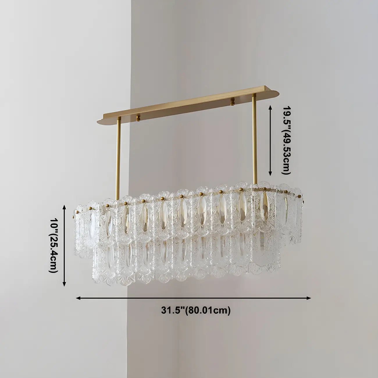Modern Brass Glass Island Pendant Light Fixture