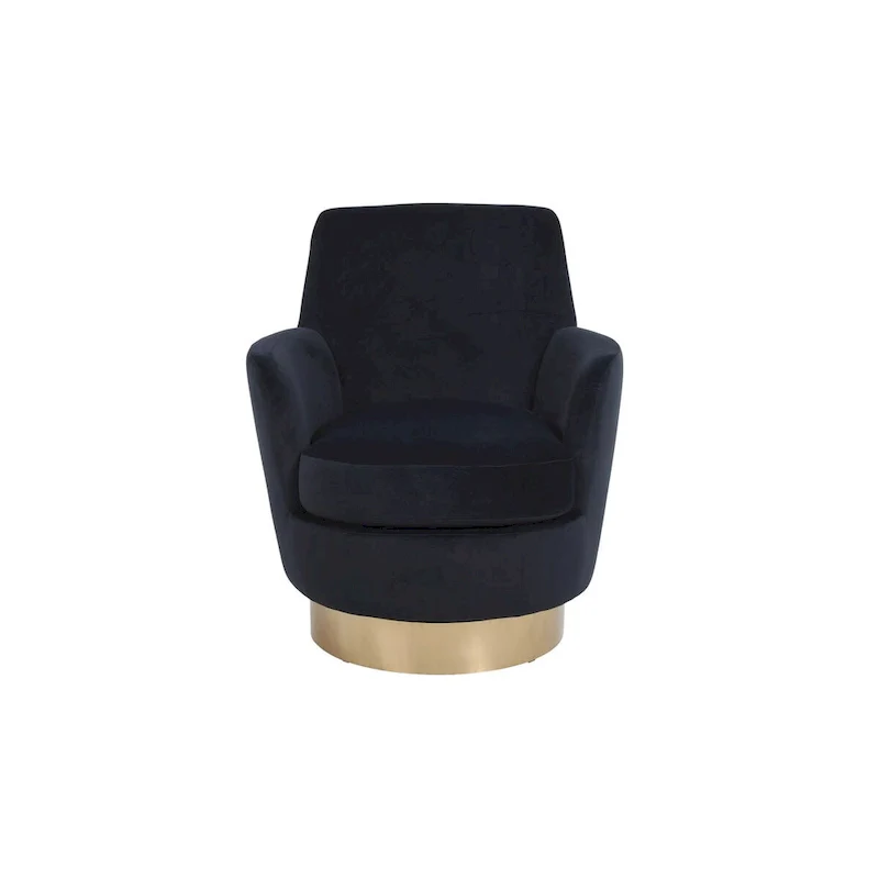 Velvet Swivel Barrel Chair, Swivel Accent Chairs Armchair, Reading Chairs, Round Barrel Chairs with Gold Stainless Steel Base