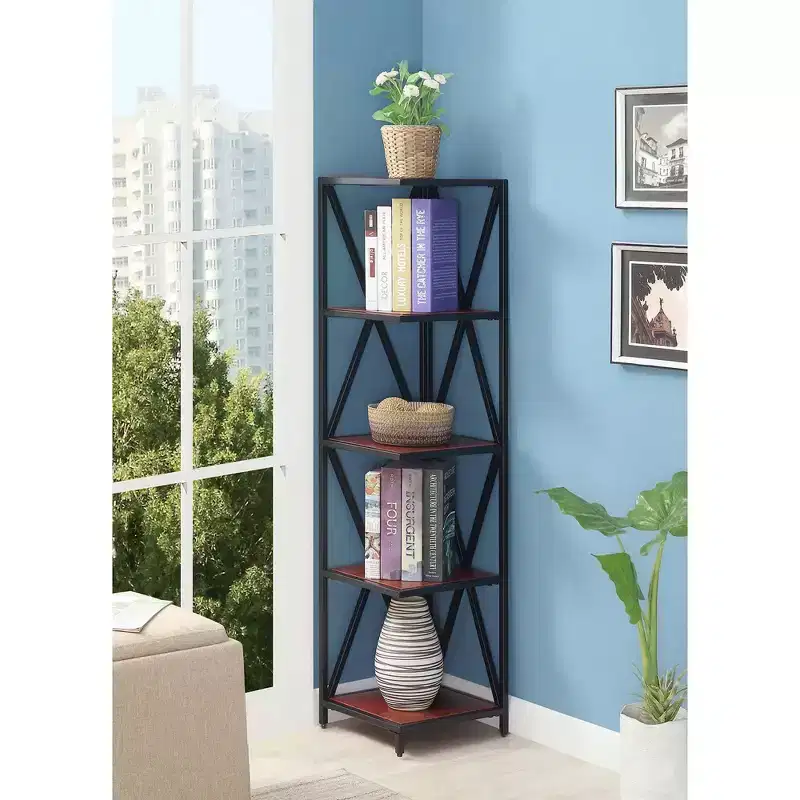 Tucson Metal 5 Tier Corner Bookcase - Johar Furniture