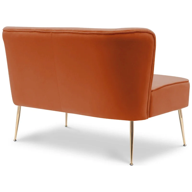 Upholstered Velvet Polyester 46 Wide Loveseat - Armless/ Scalloped Back