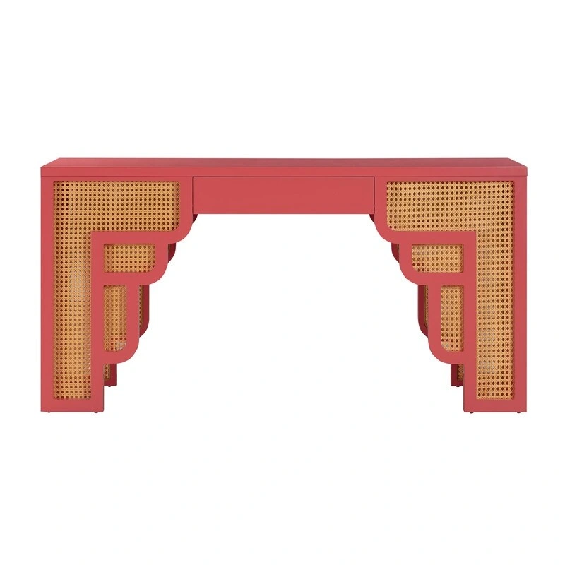 Suzie Wood and Rattan 1 Drawer Desk