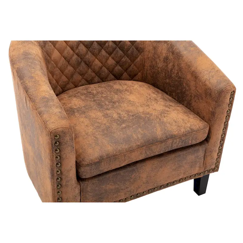 accent Barrel chair living room chair with nailheads and solid wood legs