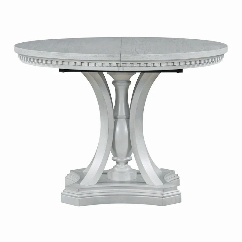 Retro 5-piece Dining Set with Extendable Round Table and 4 Chairs