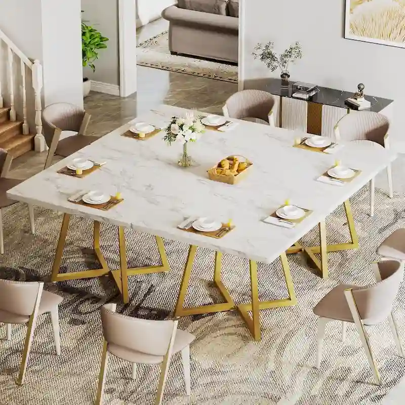 31.5 Inches Wood Square Dinner Table with Metal Base