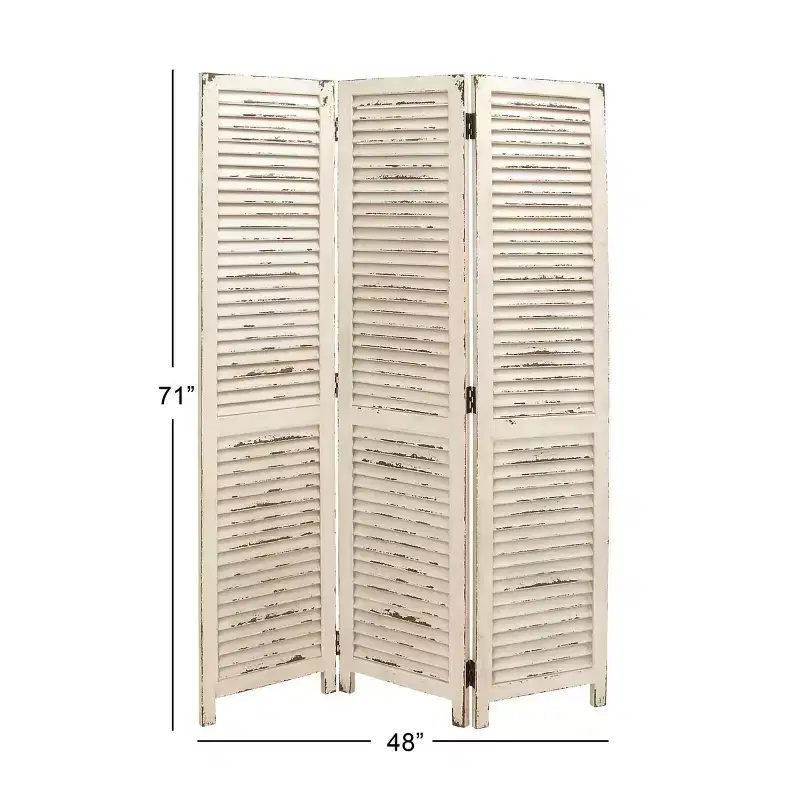 Farmhouse Wood Room Divider Screen Cream - Olivia & May