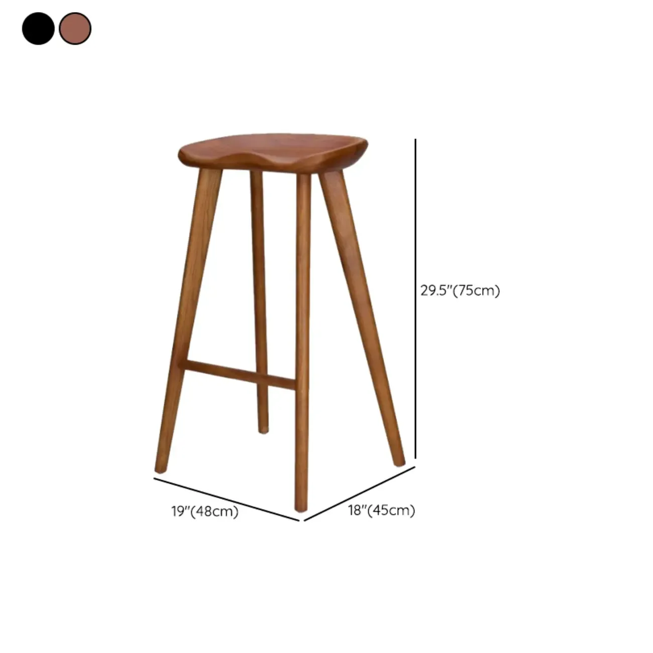 Bar Height Backless Wood Scandinavian Bar Stools
