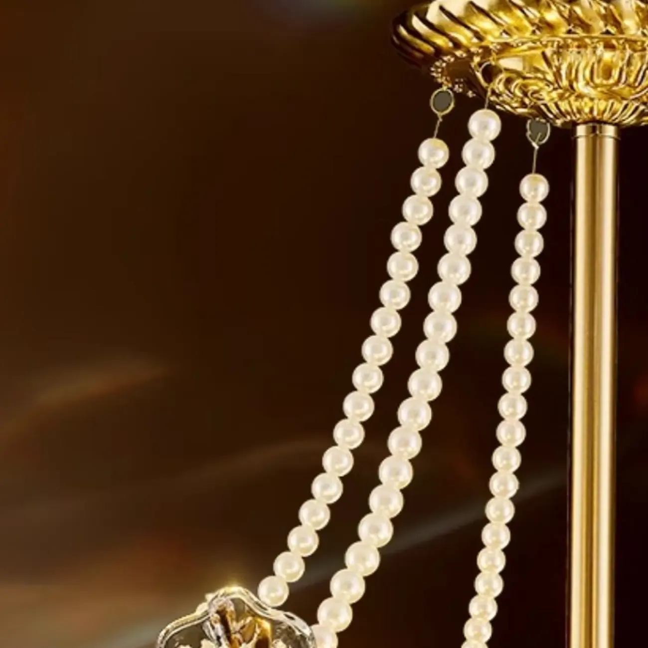 Luxurious Gold Crystal Leaf Round Pendant Chandelier