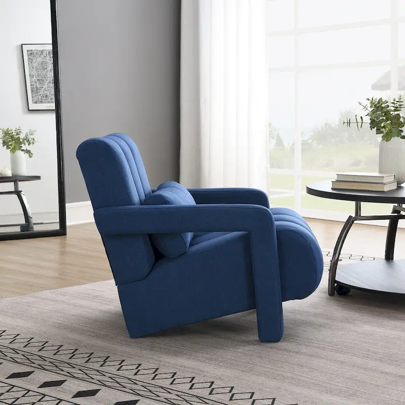 Navy Blue Modern 27.5 Accent Chair with Pillow