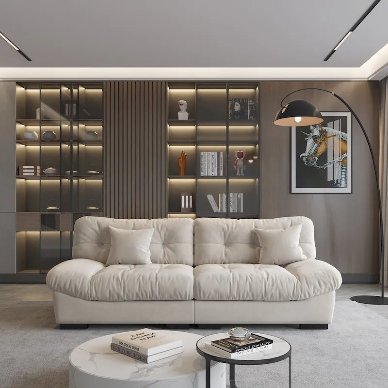 89 Fluffy Cloud Couches Sectional, Modern Minimalist Sofas With Two Pillows