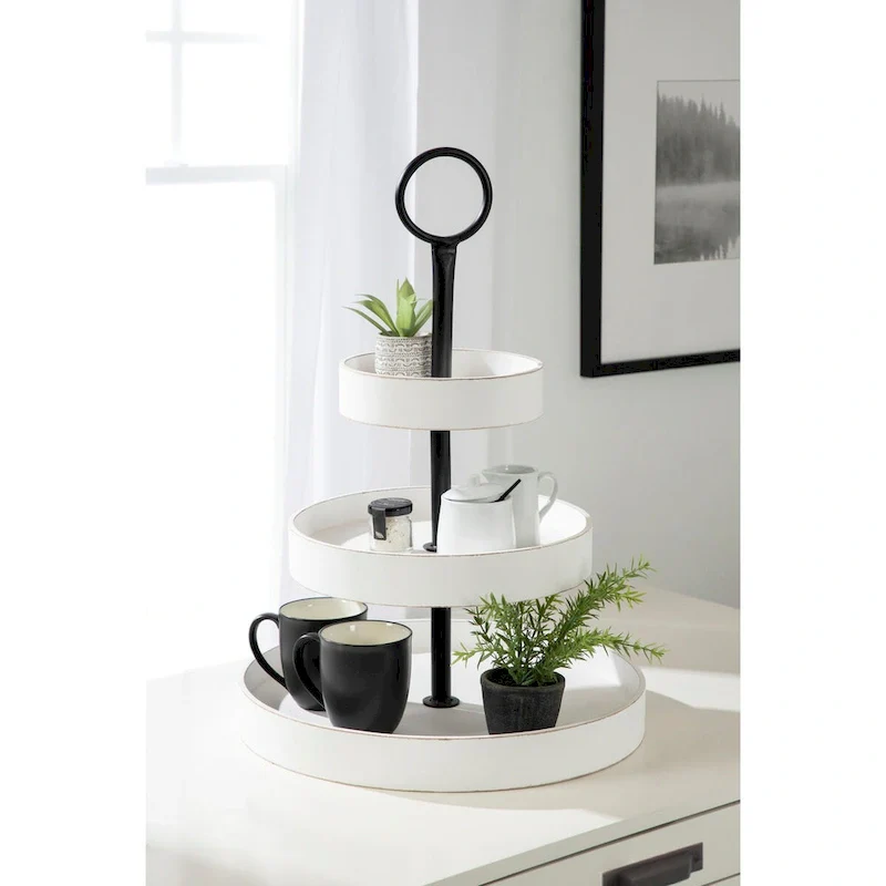 Kate and Laurel Woodmont 3 Tiered Wood Tray - 3 Tier