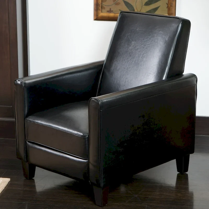 Darvis Black Bonded Leather Recliner Club Chair by Christopher Knight Home
