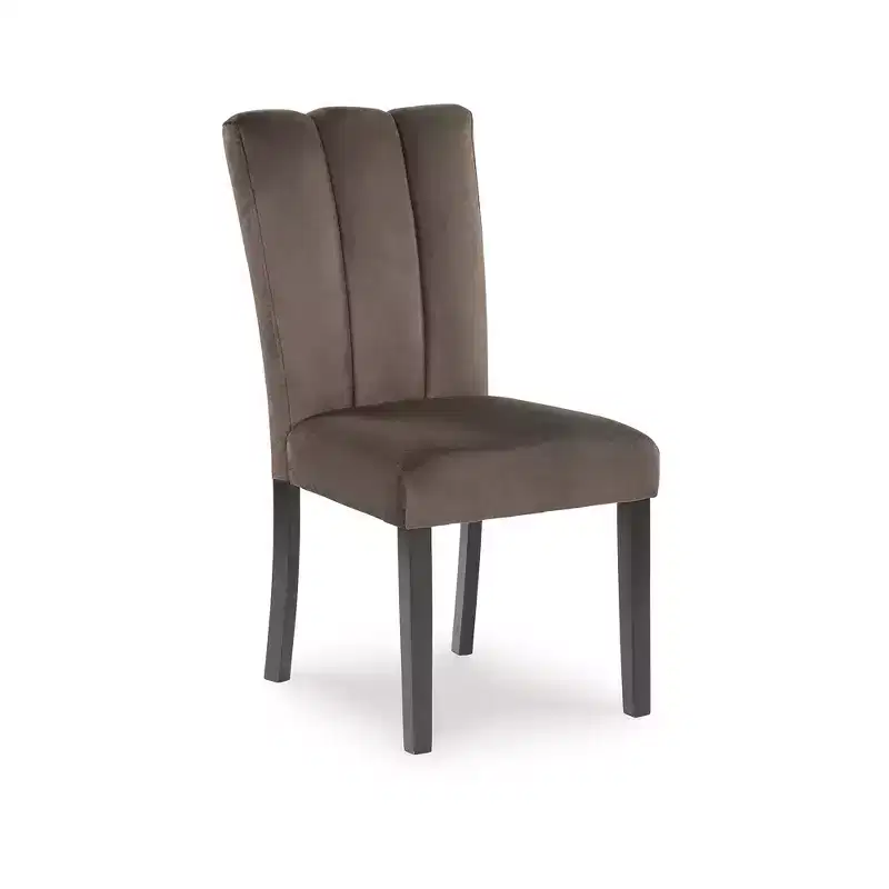Signature Design by Ashley Zendalia Dining Chairs | Elegant Channel-Stitched Velvet Side Chairs | Set of 2, Mocha Brown