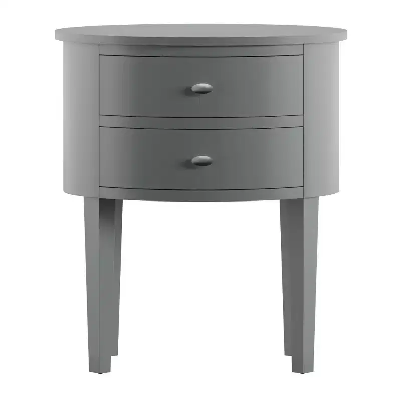Black / Espresso / Grey / White 2-Drawer Oval Wood Accent Table, 1-Piece