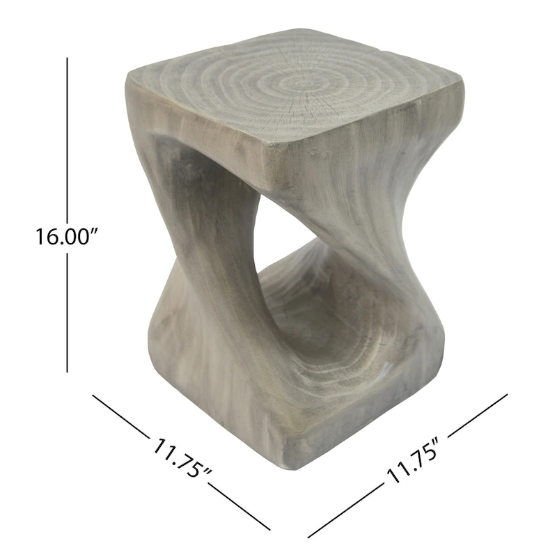MGO Twist Shape Side Table, Wood-like Texture