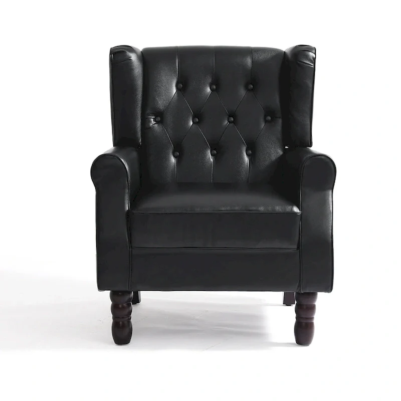 Set of 2 Vegan Leather Upholstered Button Tufted Accent Chair