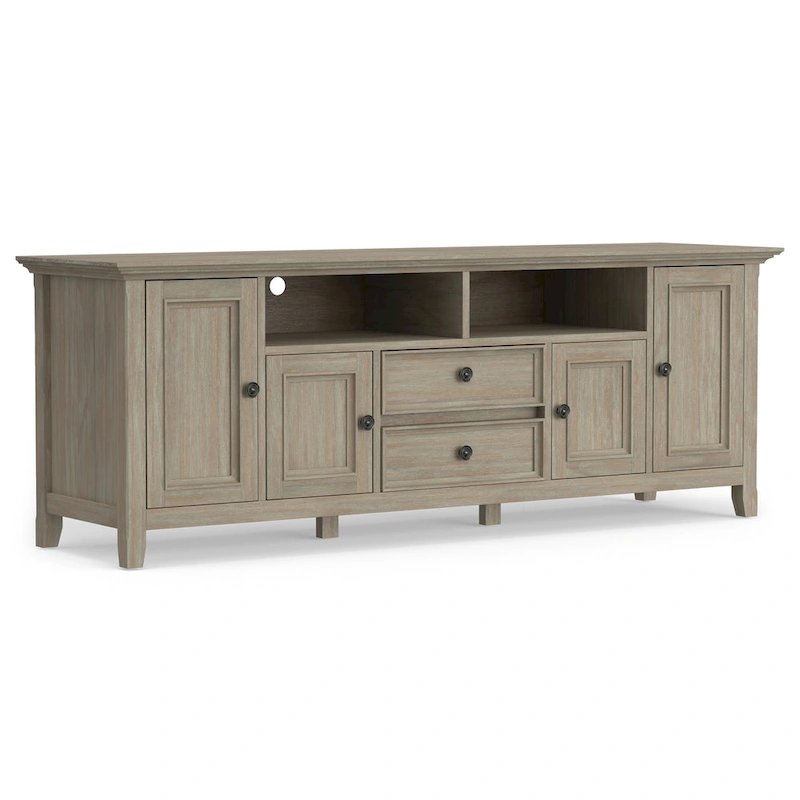 WYNDENHALL Halifax 72 inch Wide Solid Wood Transitional TV Stand - 72w x 19d x 26 h