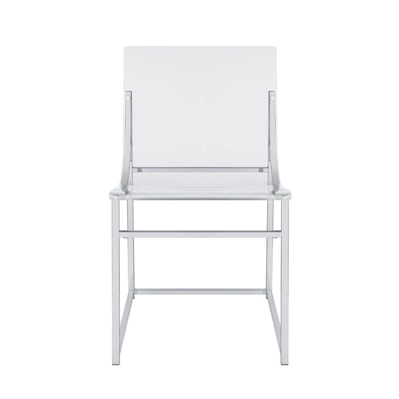 Set of 2 Dining Side Chairs in Clear and Chrome