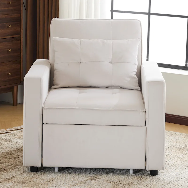 Christopher Knight Home - Sophia Convertible Sleeper Sofa Chair Bed with Adjustable Backrest and Built-In Pillow