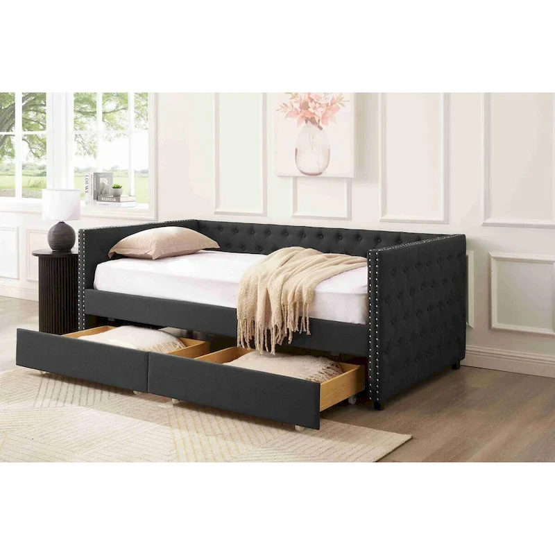 Upholstered Daybed With Drawers