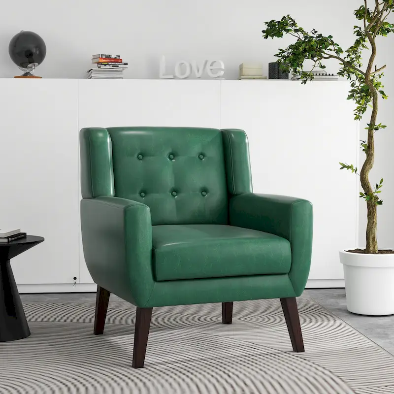 PU Leather Accent Chair Living Room Upholstered Armchair
