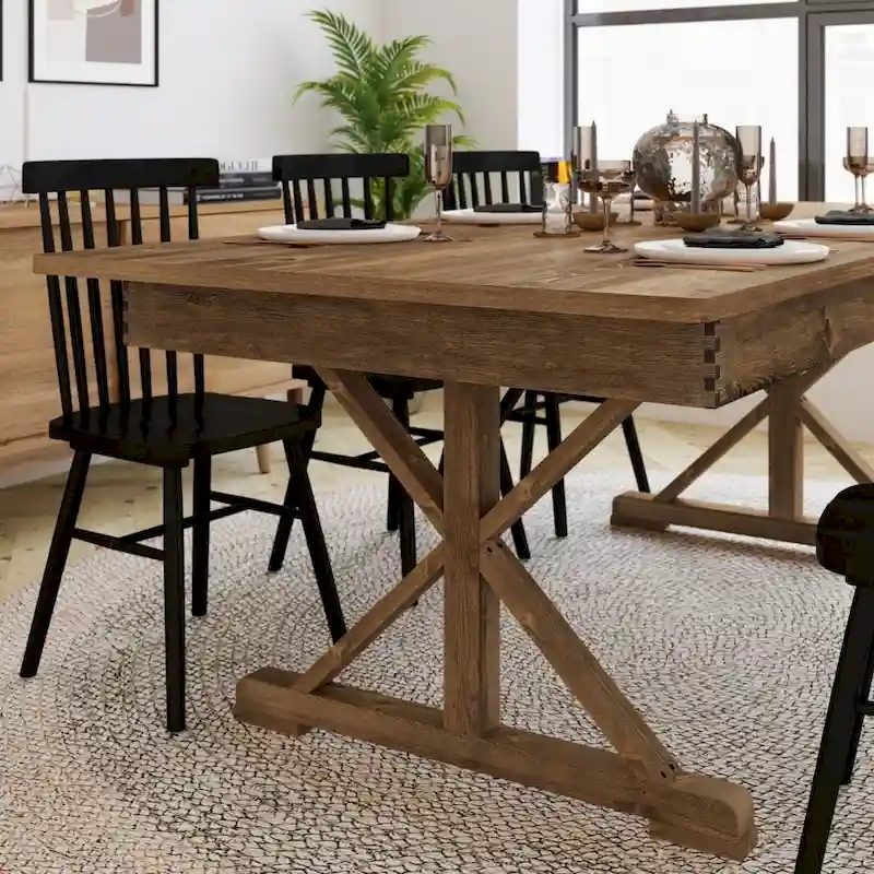 7' x 40 Rectangular Antique Rustic Solid Pine Folding Dining Table