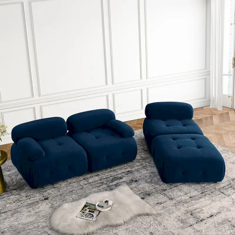 Blue 93 Modular L-Shaped 4-Seater Sofa with Reversible Ottoman
