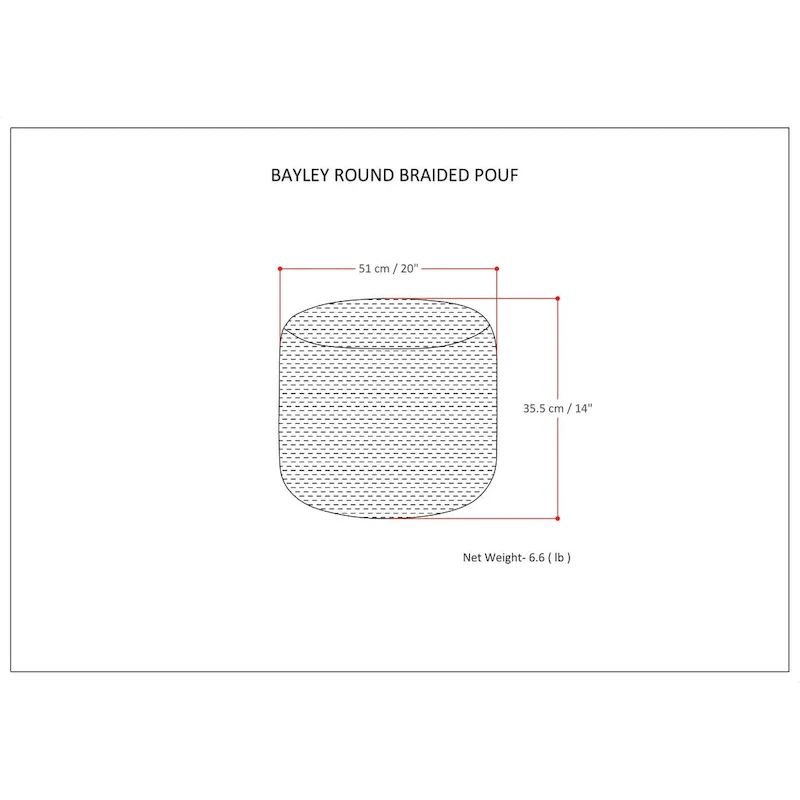WYNDENHALL Brodie Round Braided Pouf