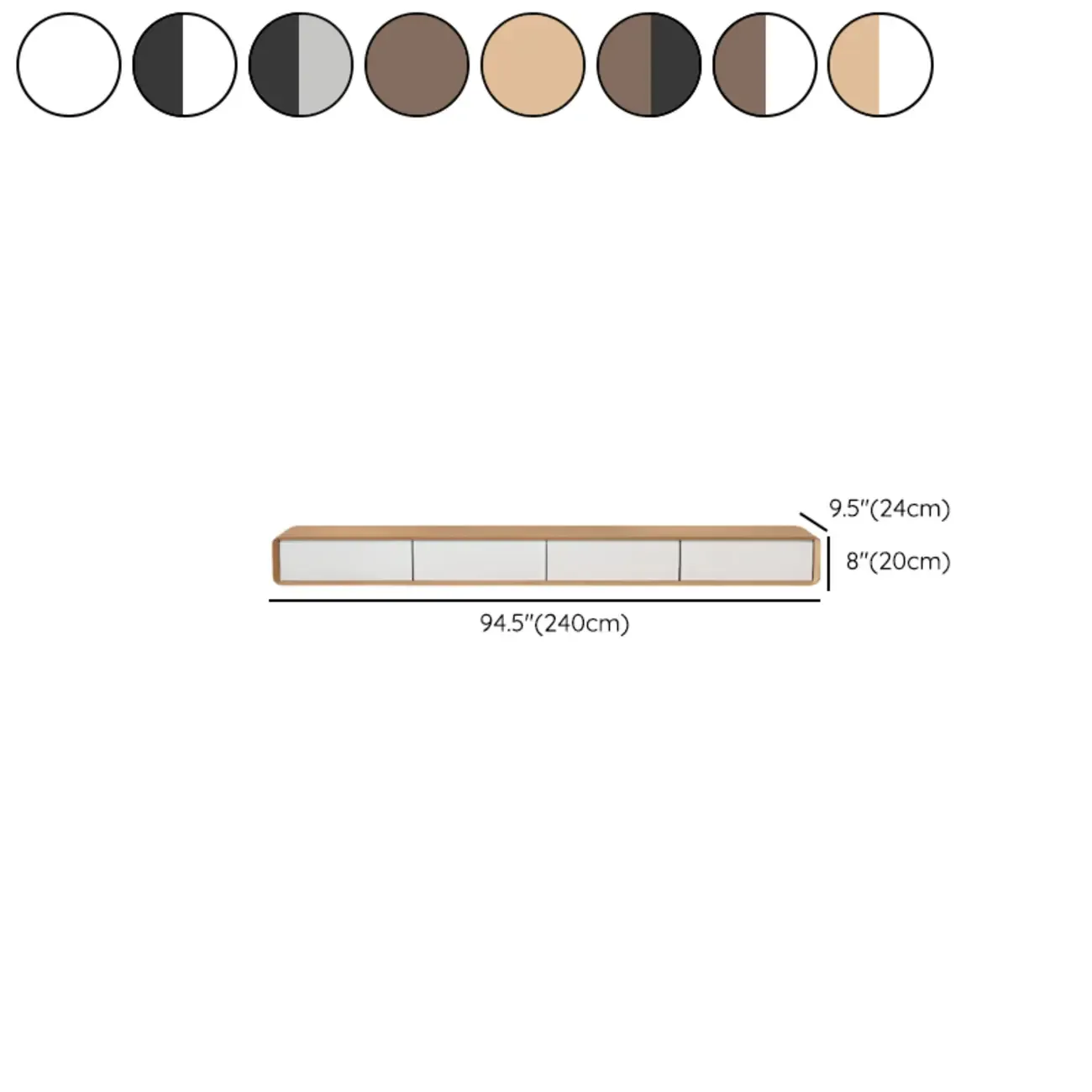 Walnut-Black Wood Drawers Floating Mount TV Stand Wall-Mounted