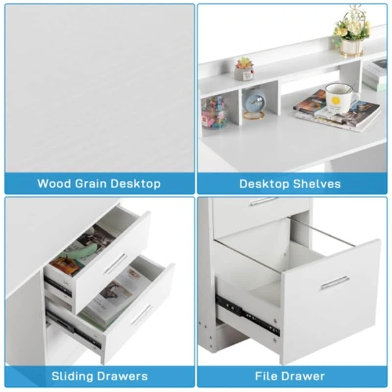 Three-drawers Wood Grain Particleboard Computer Desk