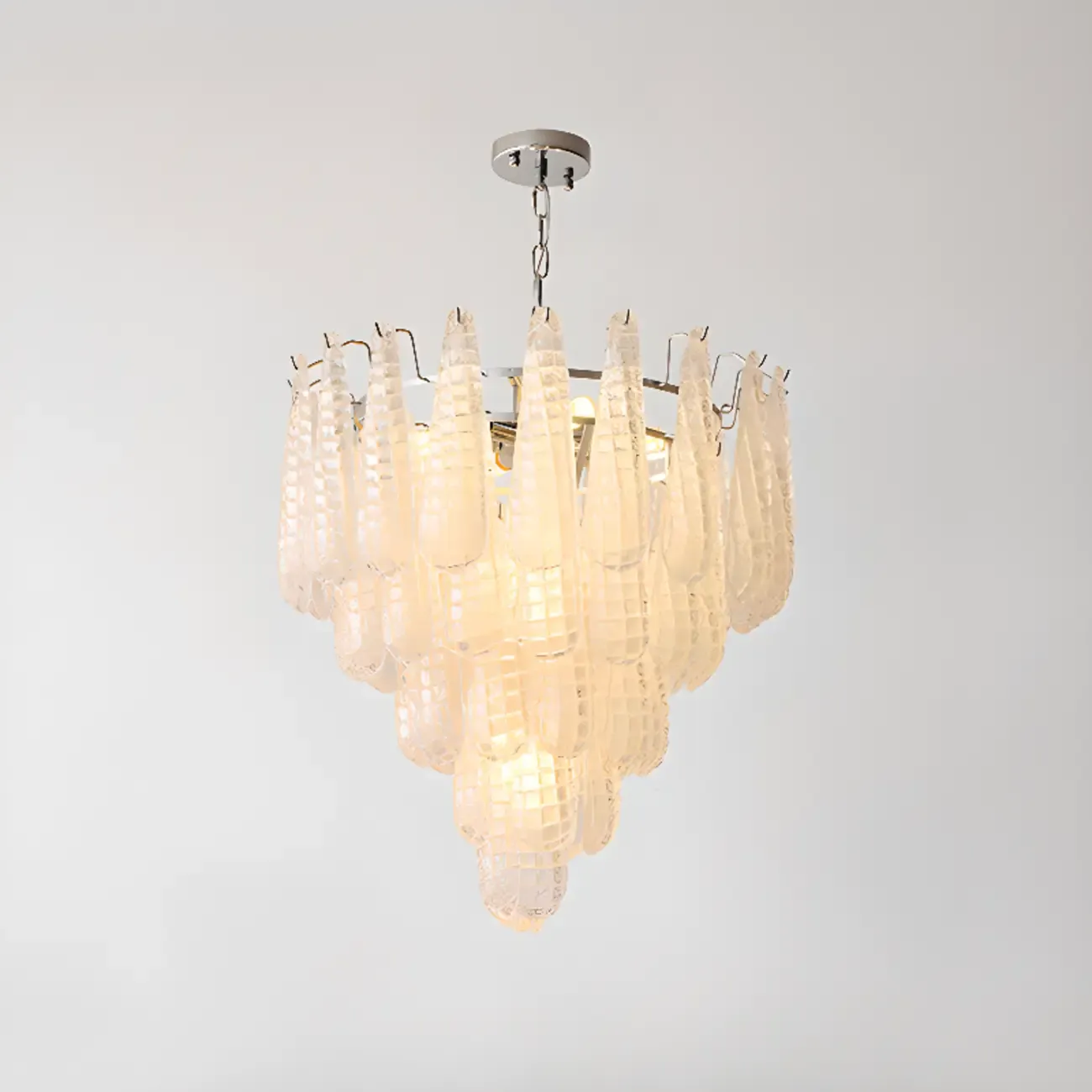 White Crystal Teardrop Glass Modern Chandelier